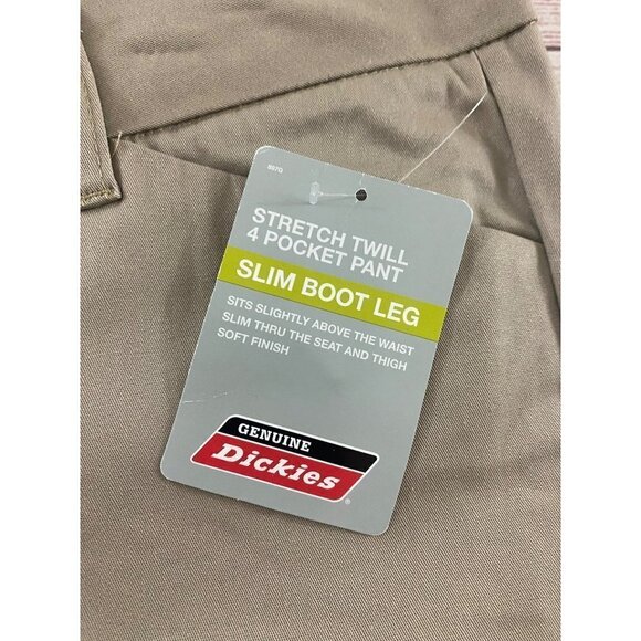 NWT Dickies Women's Slim Boot Leg Beige Pants - 17 - Picture 9 of 13